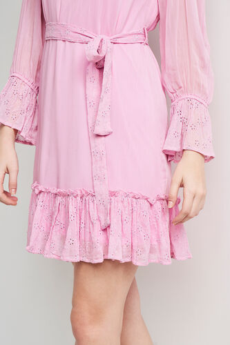 Pink Solid Straight Dress, Pink, image 6